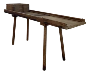 Rustic Primitive Carved Wood Console Table