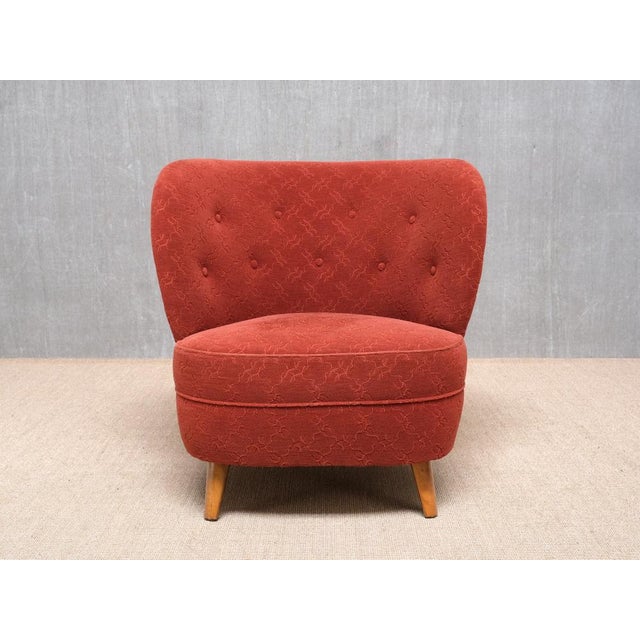 Easy Chairs in Red Fabric and Birch from Carl-Johan Boman, Finland, 1940s, Set of 2 For Sale - Image 6 of 17