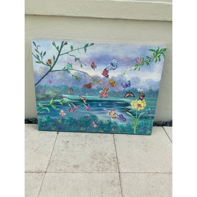 1990s Contemporary Botanical Themed Oil Painting For Sale - Image 13 of 13