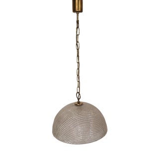 Vintage Ceiling Lamp with Ribbed Ice Glass Shade from Sische-Leuchten, 1982 For Sale