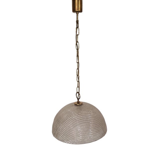 Vintage Ceiling Lamp with Ribbed Ice Glass Shade from Sische-Leuchten, 1982 For Sale