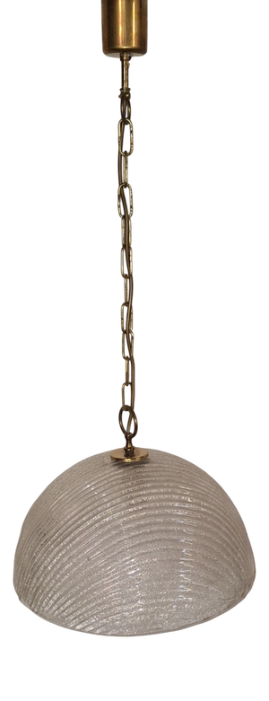Vintage Ceiling Lamp with Ribbed Ice Glass Shade from Sische-Leuchten, 1982