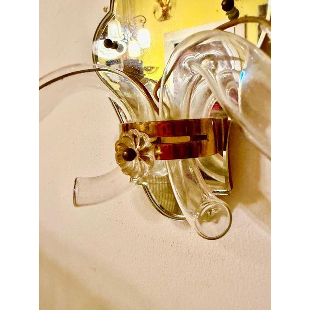 Art Deco French Crystal & Mirror Wall Sconces form Maison Baguès, Paris, 1945, Set of 2 For Sale - Image 6 of 9
