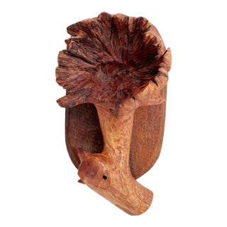 Vintage Carved Burlwood Incense Holder or Decorative Item For Sale