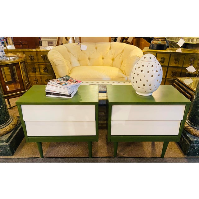 Mid Century Modern Two Tone Nightstands a Pair Chairish