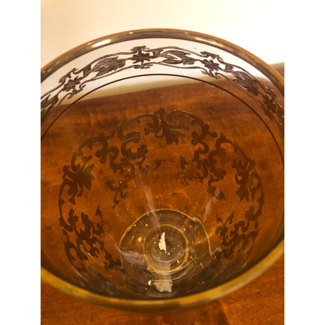 Glass Vintage Gold Leaf Decorated Glass Vase For Sale - Image 7 of 9