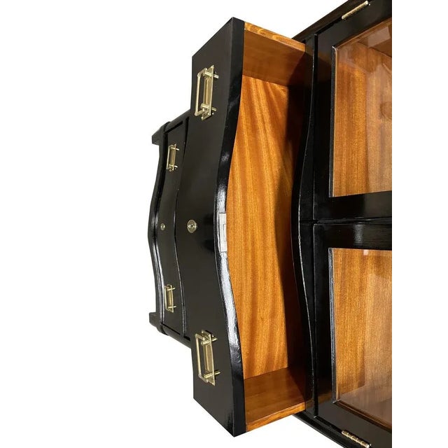 Black Chest of Drawers with Vitrine Part, 1920s For Sale - Image 4 of 8