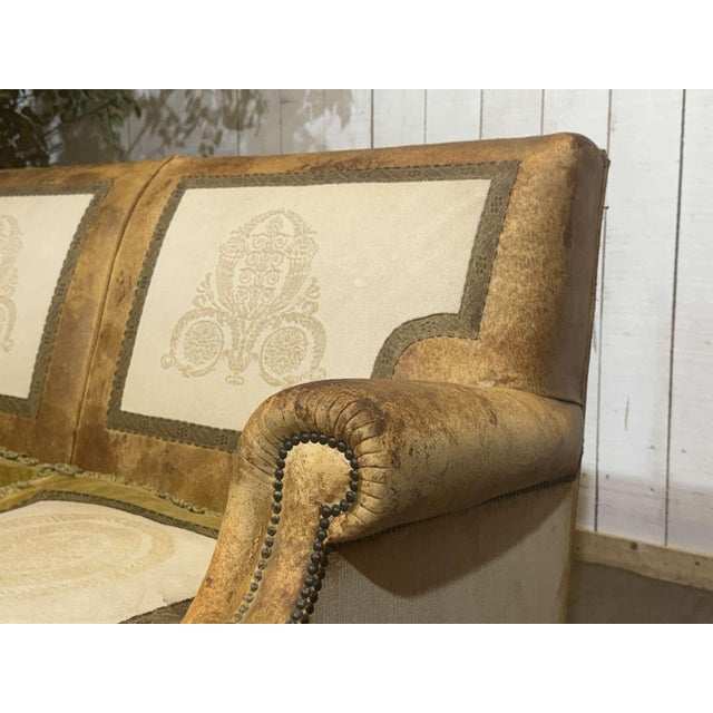 Vintage Club Sofa in Leather and Fabric, 1930s For Sale - Image 18 of 18