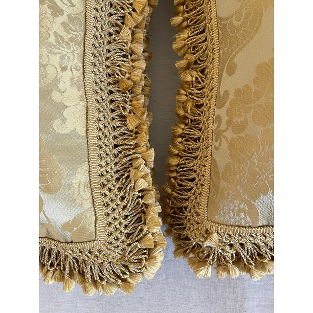 Vintage Italian Fortuny Silk Feather Down Pillows Pair For Sale - Image 4 of 6