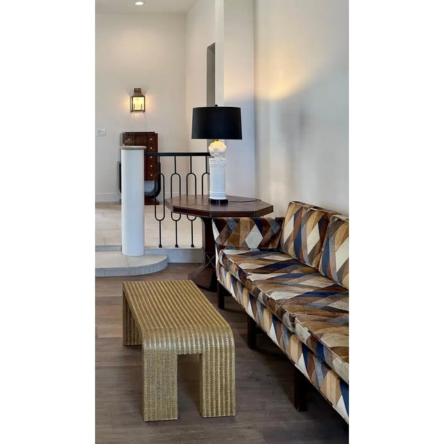 This richly patterned sofa has a classic equestrian 1970's Gucci or Hermes vibe that’s to die for! Its chic high-style...