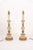 These striking lamps feature hand-carved wooden bodies and are are finished with a heavily distressed, creamy off-white...