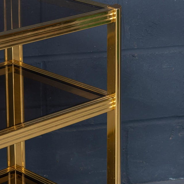 Vintage Brass and Smoked Glass Drinks Trolley from Maison Jansen, 1970 For Sale - Image 12 of 18