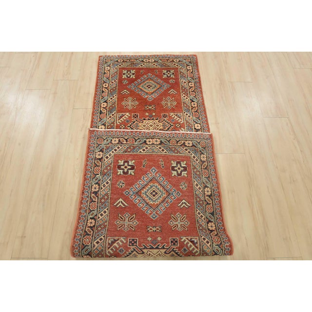 Kazak Runner 2’7” X 7’7” Red Wool Tribal Hand-Knotted Oriental Rug For Sale - Image 11 of 12