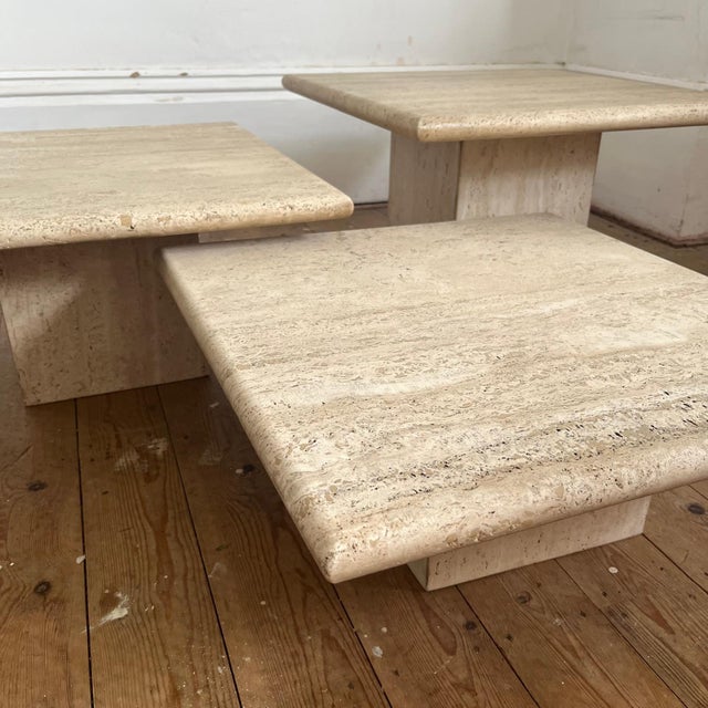 Mid-Century Modern Mid-Century Italian Travertine Nesting Tables, Set of 3 For Sale - Image 3 of 16