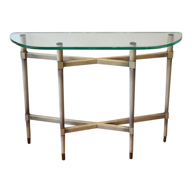 1940s Mid-Century Italian Renaissance Style Console and Etched, Hand-Painted Mirror For Sale