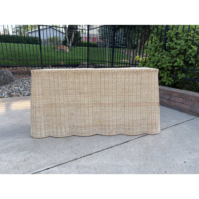 Brown Wicker Rattan Scalloped Console Table in the Palm Beach Style For Sale - Image 8 of 12