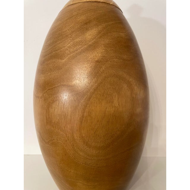 Wood Vintage Modern Solid Wood Turned Urn, Light Honey Color For Sale - Image 7 of 11