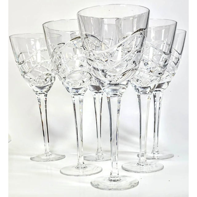 Vintage Wave Cut Crystal Goblets-Set of Six For Sale - Image 6 of 7