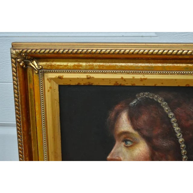 J Bovgvereau Oil Painting Antique Canvas Portrait Fine Art Woman Gilt Frame Sign For Sale - Image 4 of 13