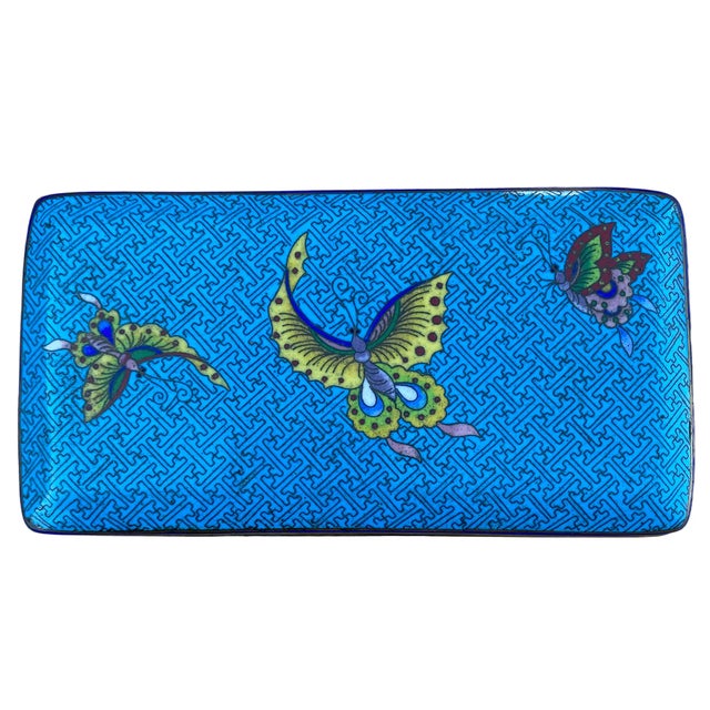 Chinese Early 20th C. Chinese Cloisonné Enamel and Brass Box With Butterfly Motif For Sale - Image 3 of 9
