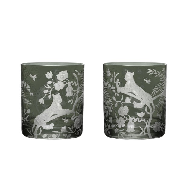 Chinoiserie ARTEL Chinoiserie Collection Double Old Fashioned Glasses in Smoke, Set of 6 For Sale - Image 3 of 3