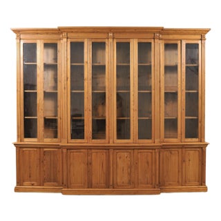 French Provincial Pine Library Bibliotheque Bookcase 10 Ft For Sale