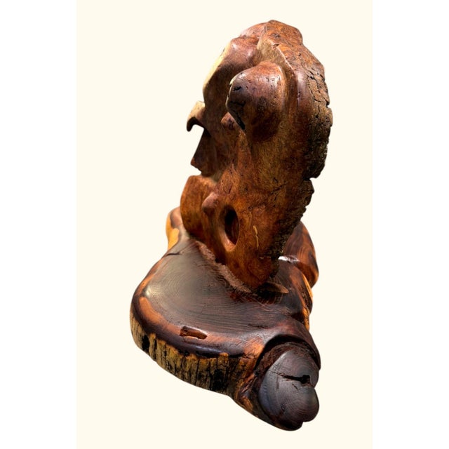 Vintage Burl Root Wood Abstract Sculpture Live Edge Base Organic Modern 17" For Sale - Image 4 of 15