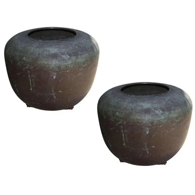 Rustic 19th C. Monumental Copper Urns For Sale - Image 3 of 3
