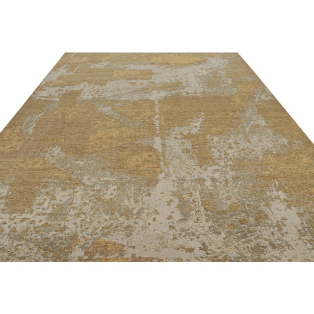 Abstract Rug & Kilim’s Contemporary Distressed Abstract Rug in Gold For Sale - Image 3 of 7