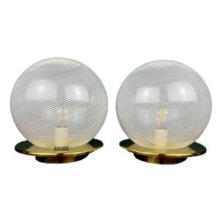 Swirl Murano Glass Table Lamps by F.Fabbian, Italy, 1970s, Set of 2 For Sale