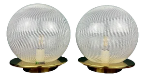Swirl Murano Glass Table Lamps by F.Fabbian, Italy, 1970s, Set of 2