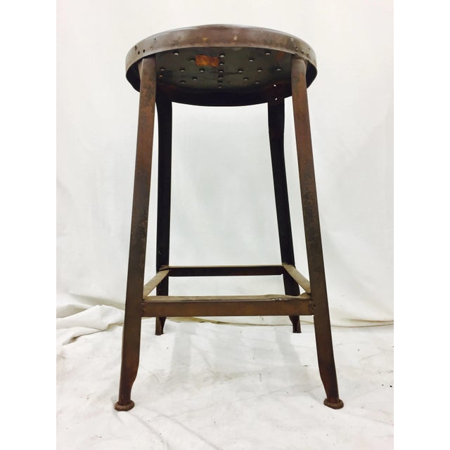 Antique Metal Factory Stool For Sale In Raleigh - Image 6 of 11
