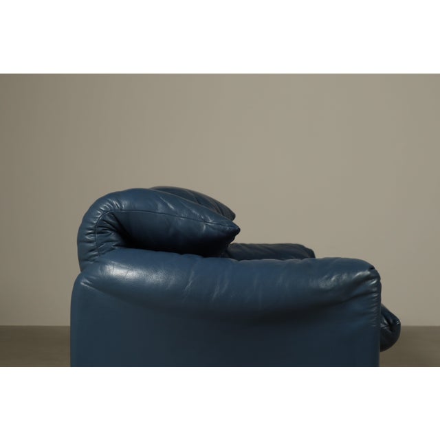 Iconic Maralunga two-seat sofas designed by Vico Magistretti for Cassina, one of the most celebrated Italian seating...