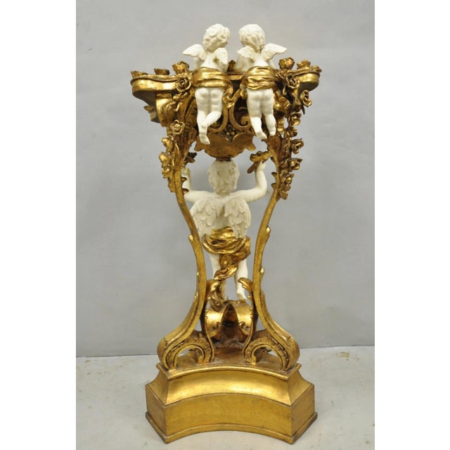 Vintage Italian Venetian Figural Cherub Putti Gold Gilt Resin Bookstand Lectern For Sale - Image 14 of 18