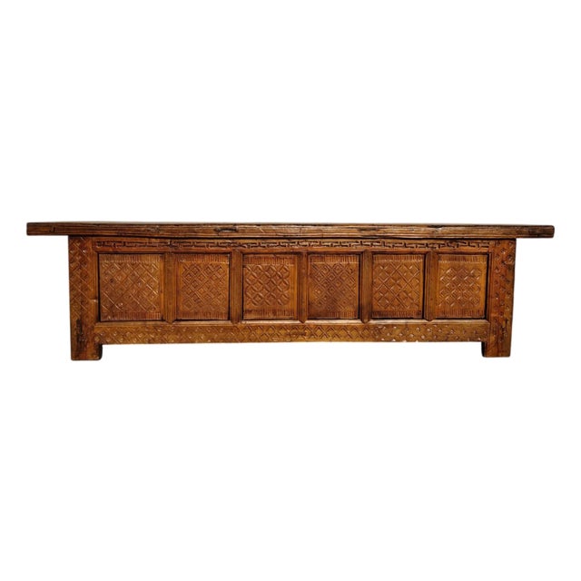 91" Long Hand Carved Poplar 6 Door Sideboard For Sale