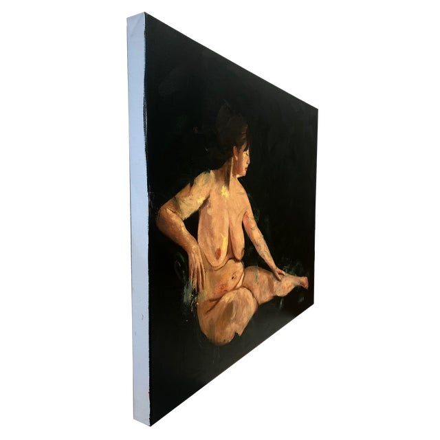 Expressive, moody figure in oil on canvas original painting by Michelle Collins. 30x24