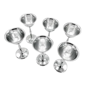 Mid-Century Modern Silver Tone Metal Goblets - Set of 6