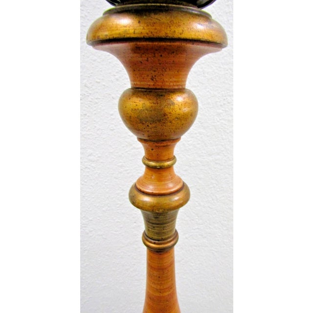 Wood Vintage Parcel-Gilt Wood Candlestick Floor Lamp With Acanthus Leaf Accent Italy For Sale - Image 7 of 16