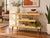 A distinctive vintage mid-century modern three-tier console table featuring a sculptural staggered design, open shelving,...