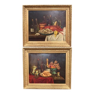 19th Century French Still Life Oil Paintings in Gilt Frames Signed Hemet - a Pair For Sale