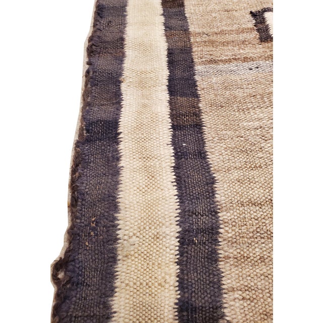Antique Navajo Carpet, Handmade Wool, Neutral colors, Ivory, Beige, Gray & Brown For Sale - Image 9 of 17