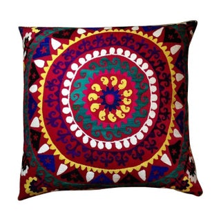 Giant Embroidered Suzani Floor Cushion For Sale