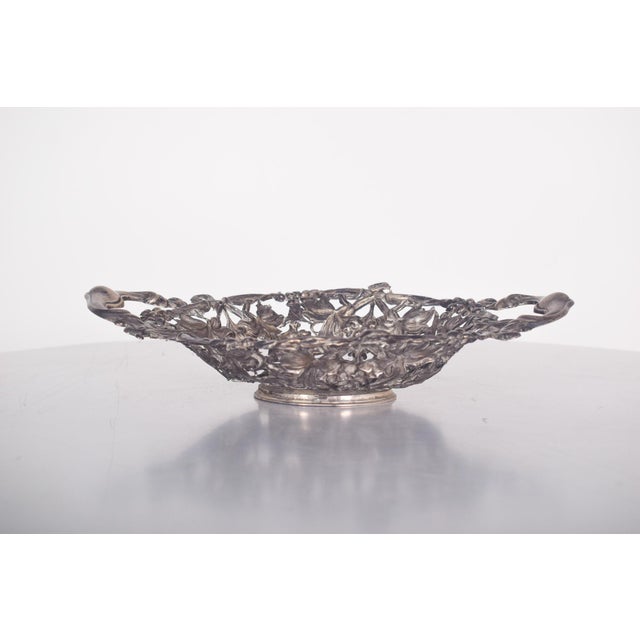 Openwork and Worked Silver Fruit Bowl with Handles, 1910s For Sale - Image 10 of 10