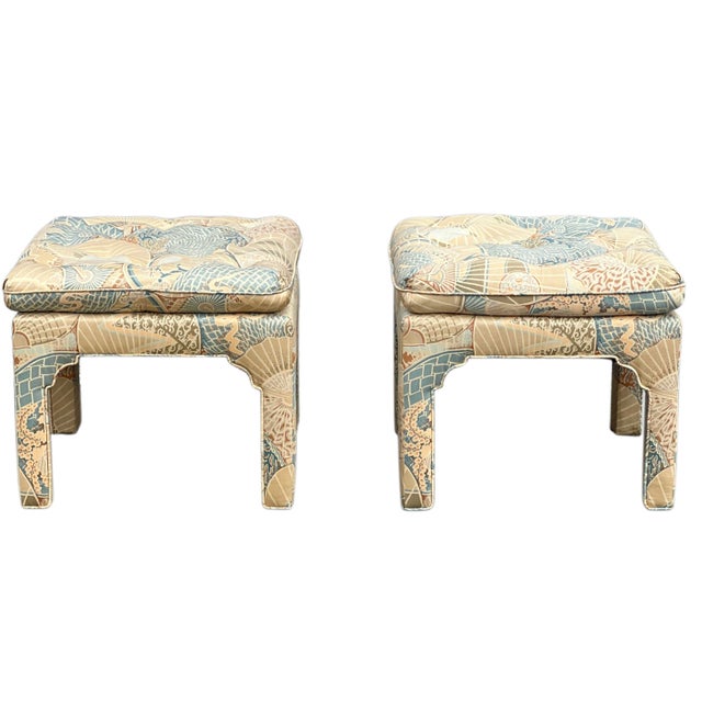Pair Large Mid Century Billy Baldwin Style Benches/Ottomans For Sale - Image 6 of 14