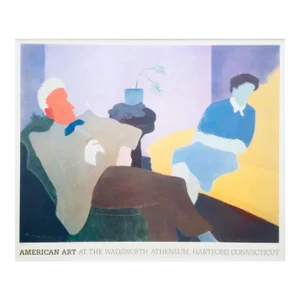 Sale! 80s Vintage Original Milton Avery Husband and Wife Exhibition Lithograph Poster Wadsworth Museum 1984