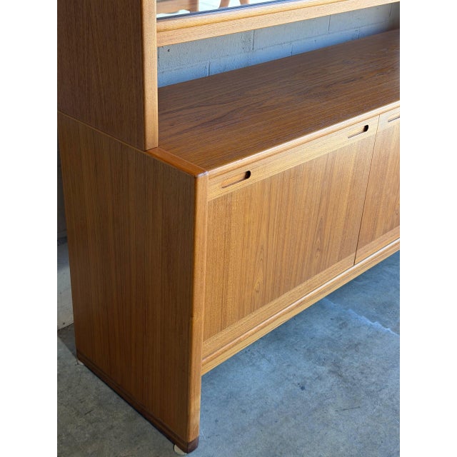 Skovby Teak Credenza and Hutch With Glass Sliding Doors Danish Mid-Century Modern 1970s For Sale - Image 11 of 14