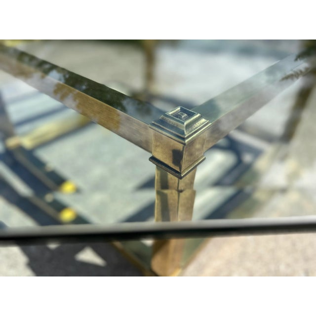 Brass Mastercraft Attributed Mid-Century Modern Brass & Beveled Glass Coffee Table | Vintage Hollywood Regency Cocktail Table | 1970s Luxury Statement Piece For Sale - Image 8 of 8