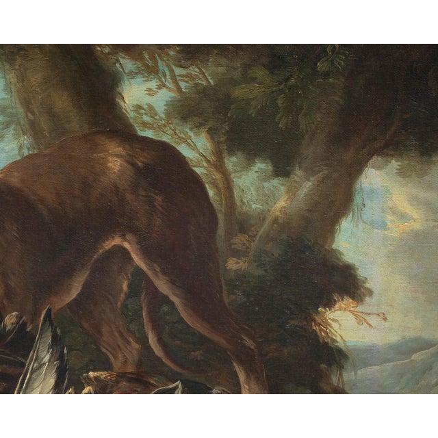 Giovanni Crivelli, Still Life with Dog and Game in a Rural Landscape, 1800s, Oil on Canvas, Framed For Sale - Image 3 of 11