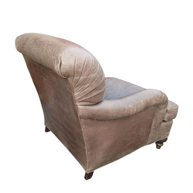 Taupe A Rare Vintage Genuine Leather Club Chair by William Alan and Ottoman For Sale - Image 8 of 9