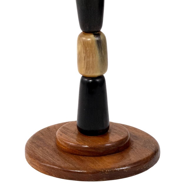 Antique Early 1900s Folk Art Handmade Cattle Horn Trophy Cup / Loving Cup W/ Mahogany Wood Base - 15.5" H For Sale - Image 15 of 18